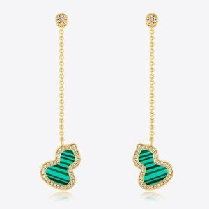 Malachite Gourd 10K Gold-Plated Earrings For Women